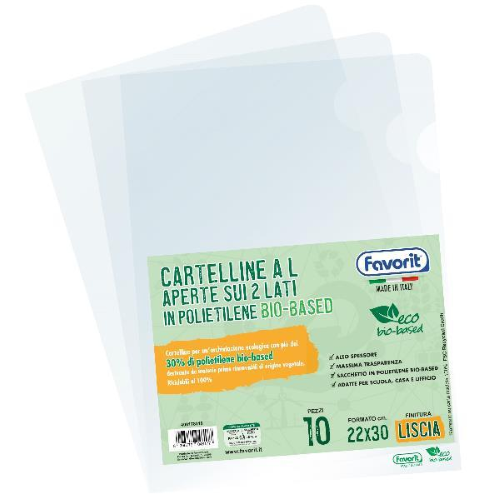 10 cartelline a L 22X30 PE Bio-Based trasparente liscio superior Favorit